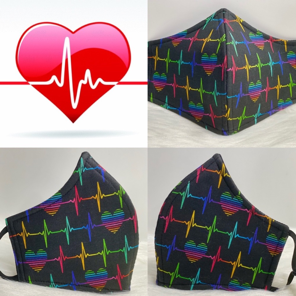Rainbow Medical Heart Beat Designer adult Mask